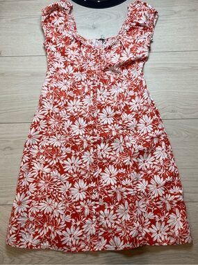 madewell dress off the shoulder womens size 00 orange & white floral